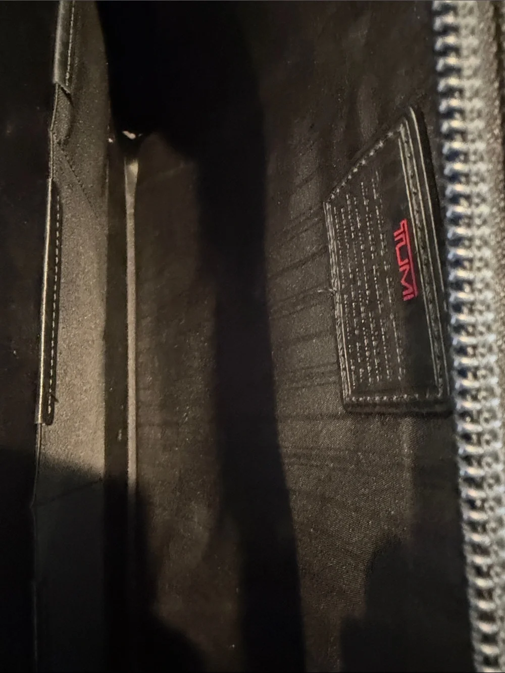 Tumi Black Nylon Briefcase with Dual Front Pockets and Leather Tag